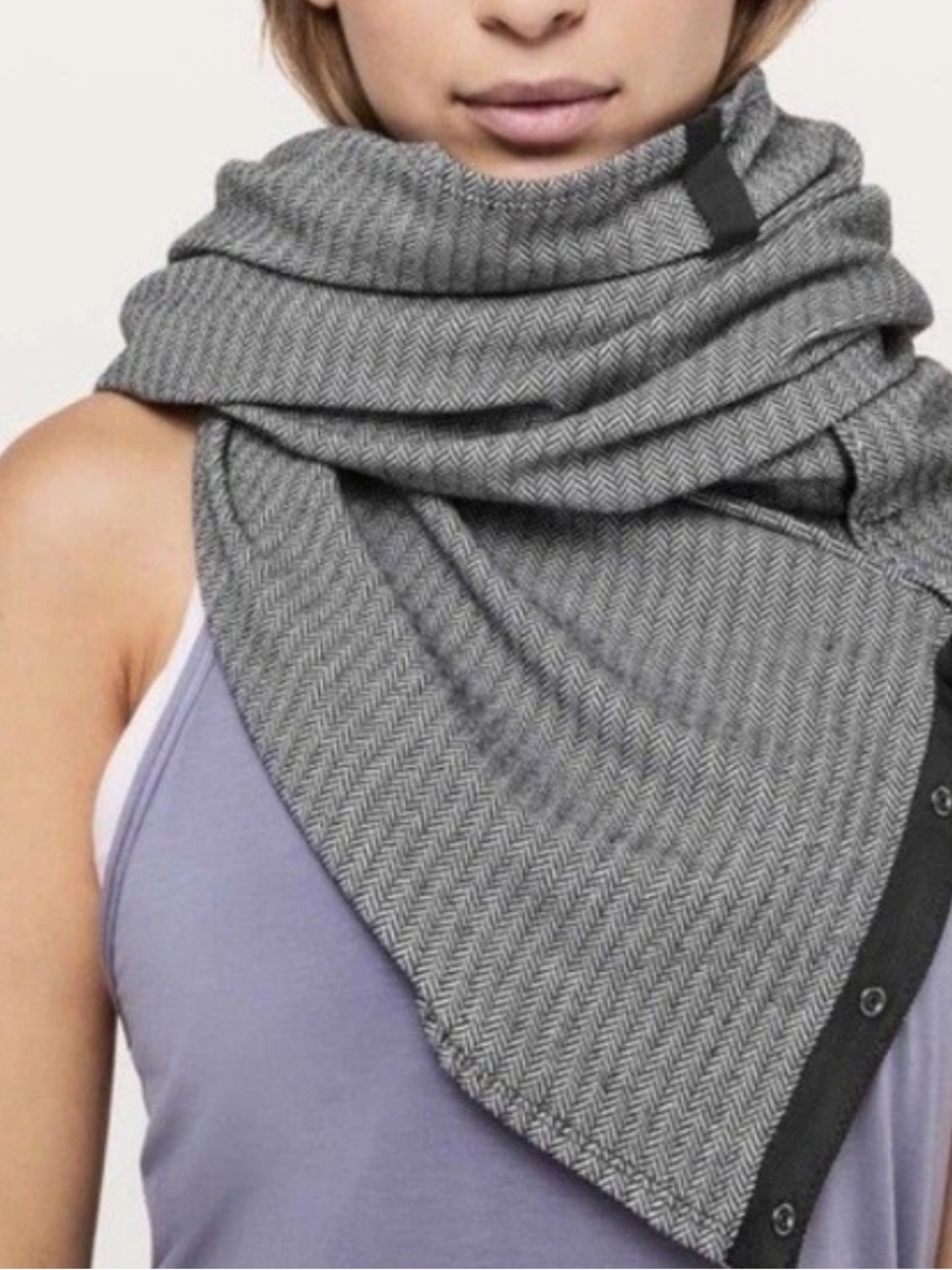 lululemon athletica Vinyasa Wrap Shawl Scarf - Grey and Black Herringbone